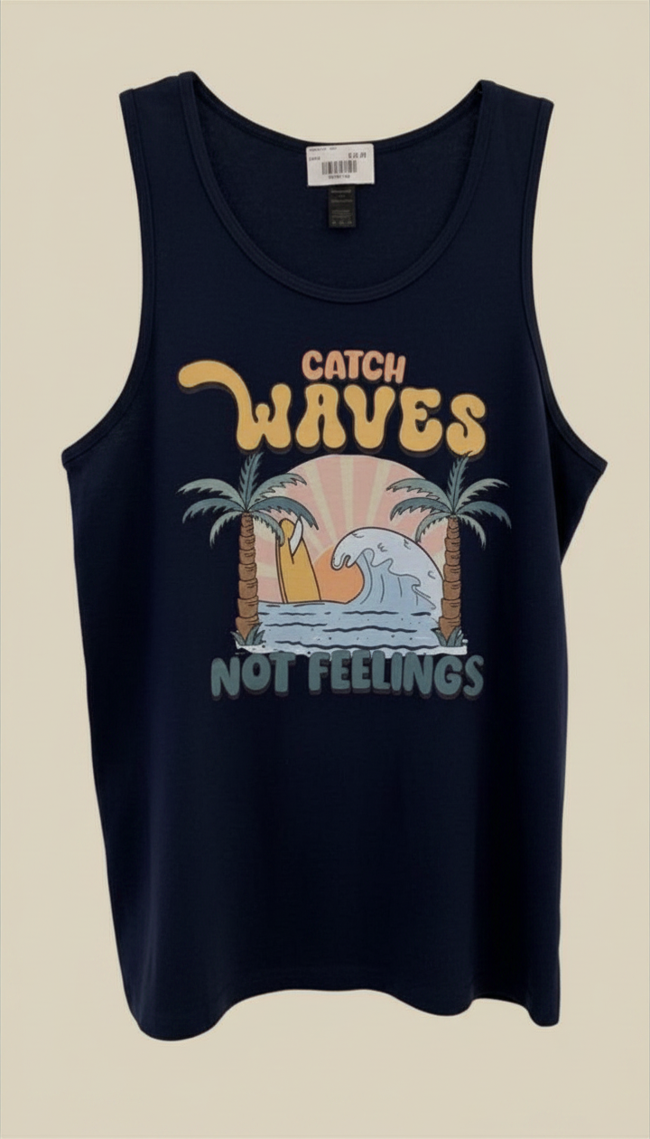 Catch Wave Navy Tank Top