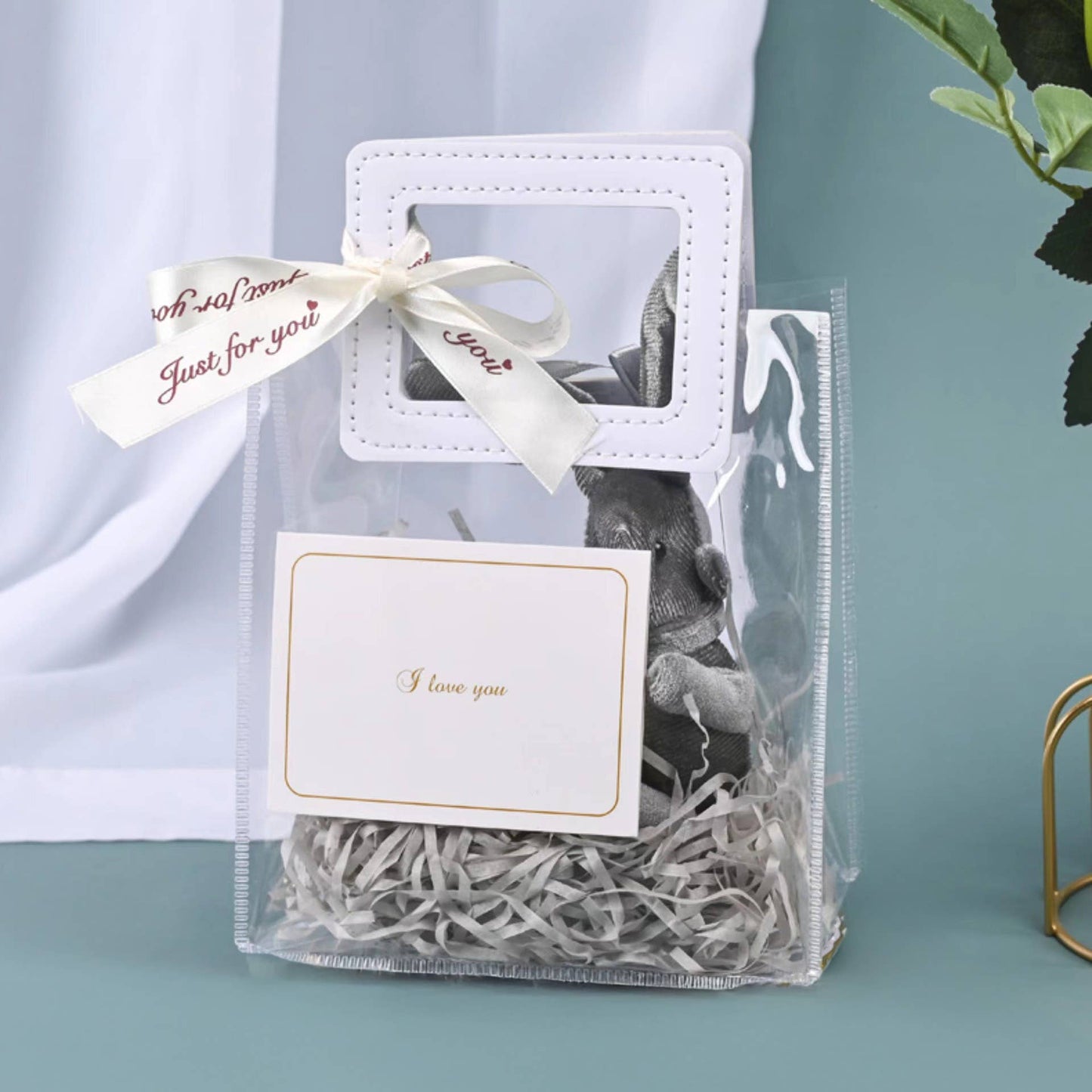 Clear PVC Gift Bag with Square Handles | 7 Colors