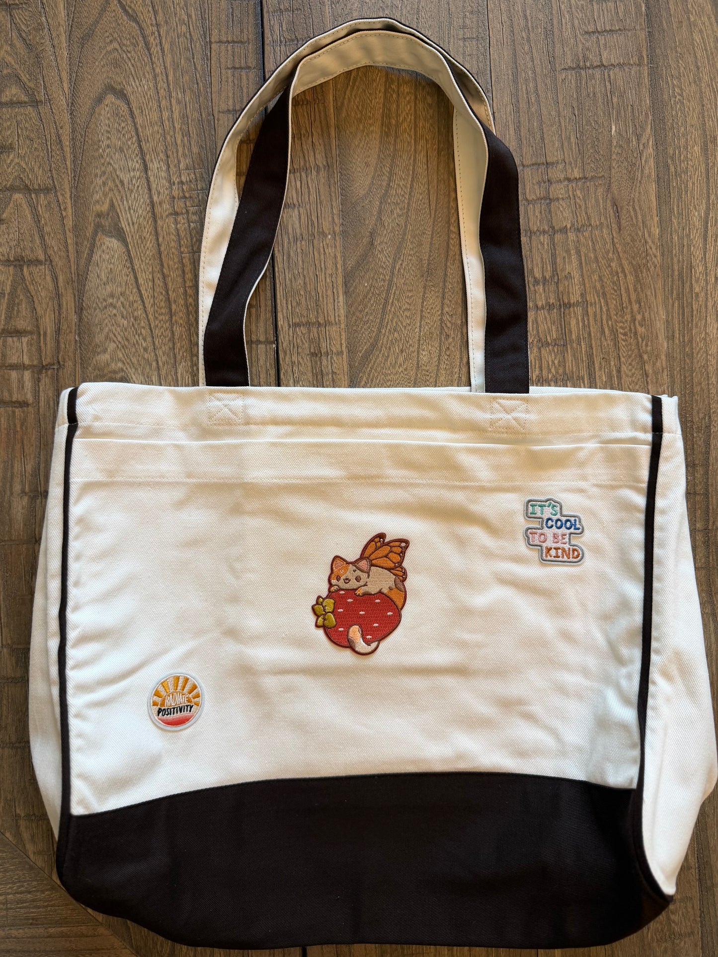 Radiate Positivity Kawaii Cat Tote Bag