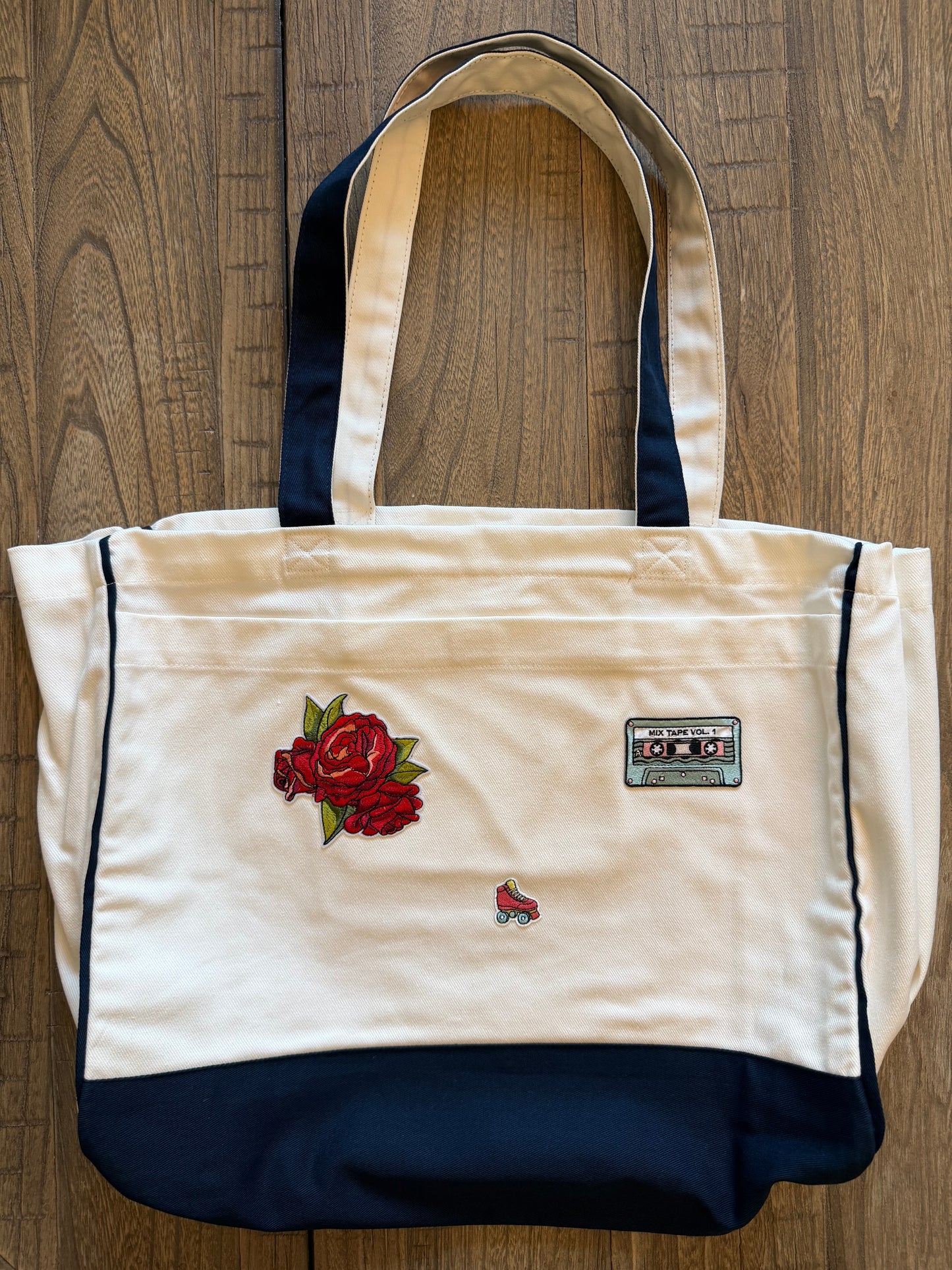 Mix Tape Roses Roller Skate Tote Bag