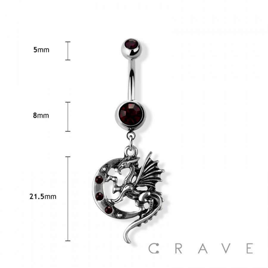 CRESCENT MOON DRAGON 316L SURGICAL STEEL NAVAL RING