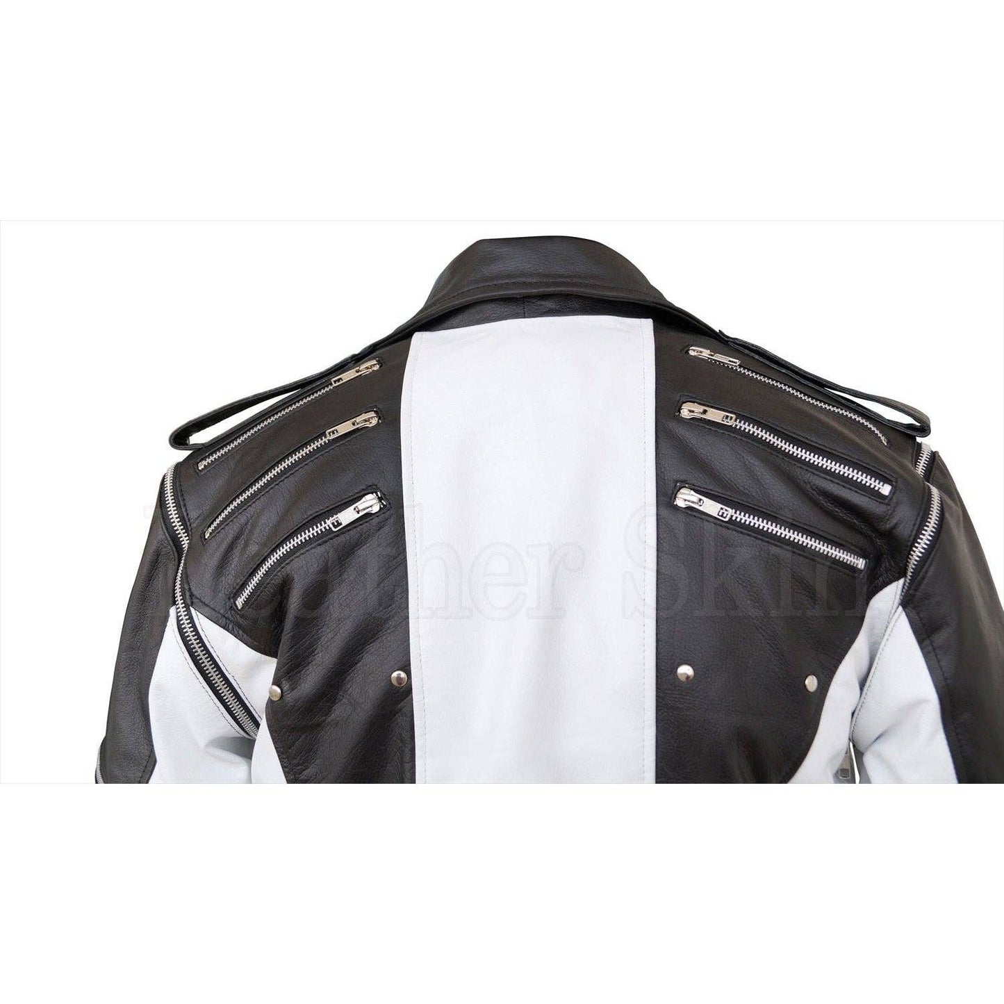 Men's Black & White Thriller Real Leather Jacket