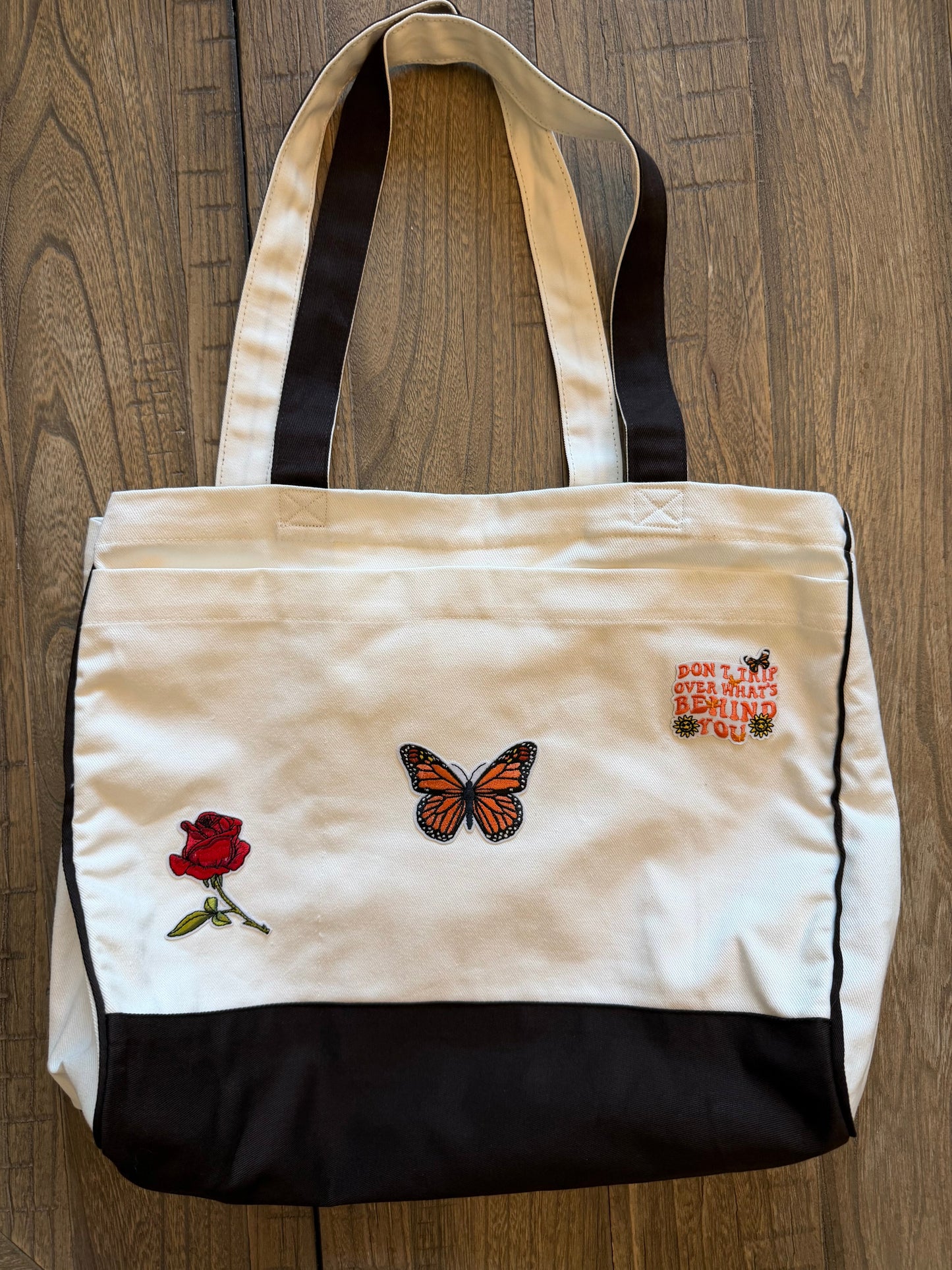 Don't Trip Butterfly Rose Tote Bag