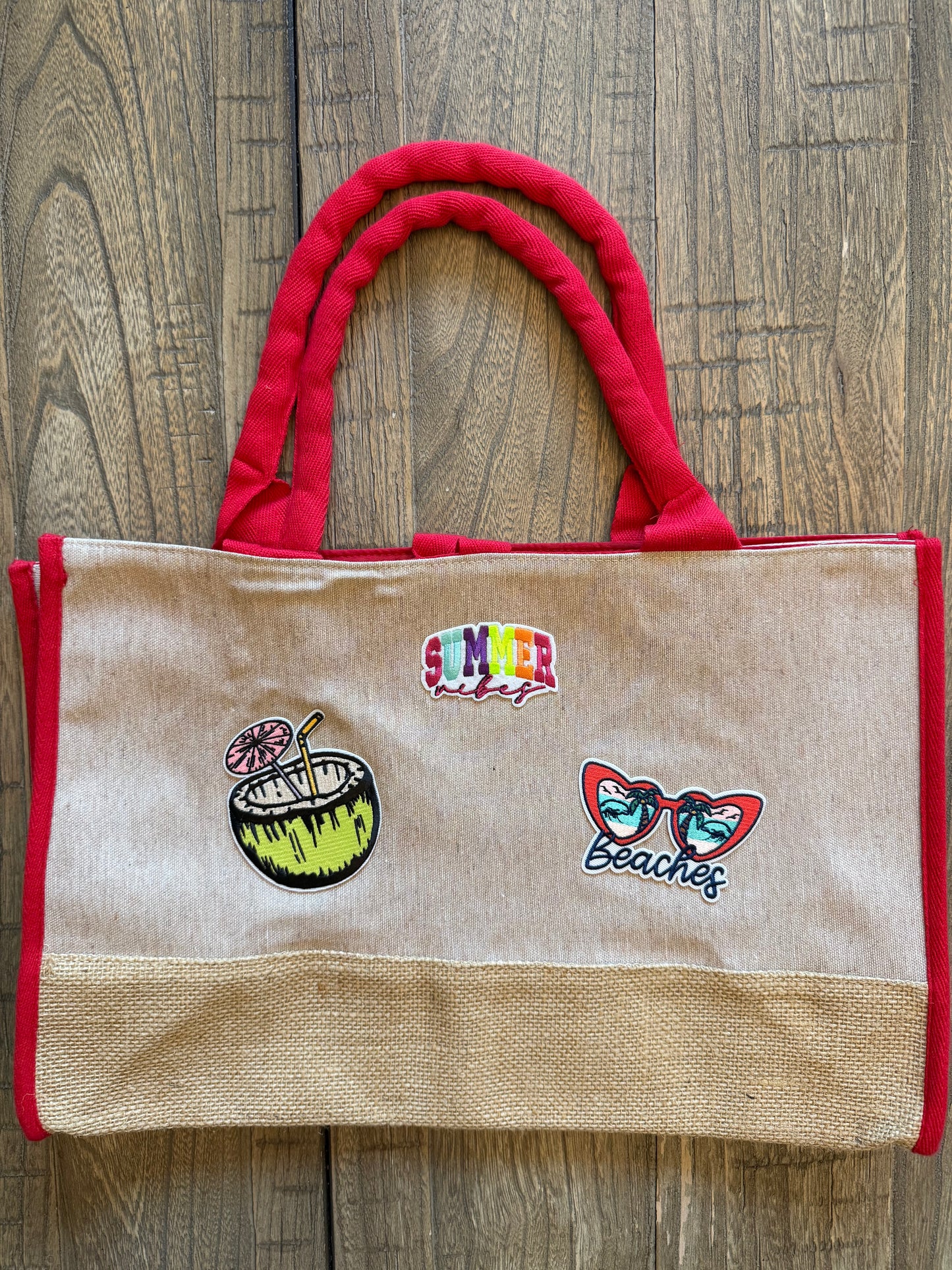 Summer Vibes Beaches Jute Tote Bag