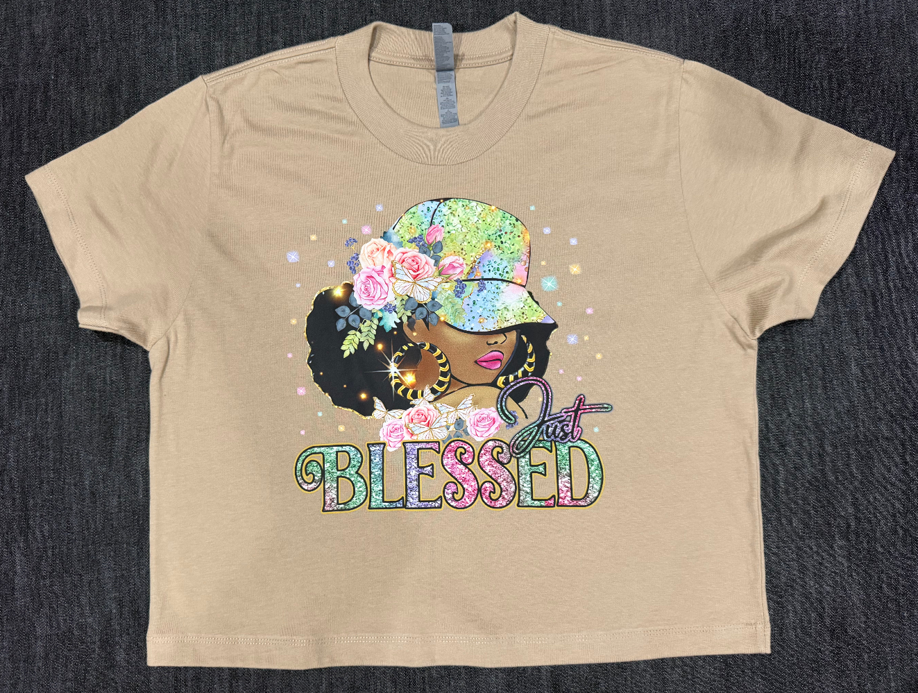 Just Blessed Glam Crop Tee