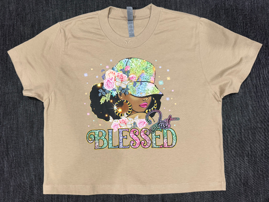 Just Blessed Glam Crop Tee