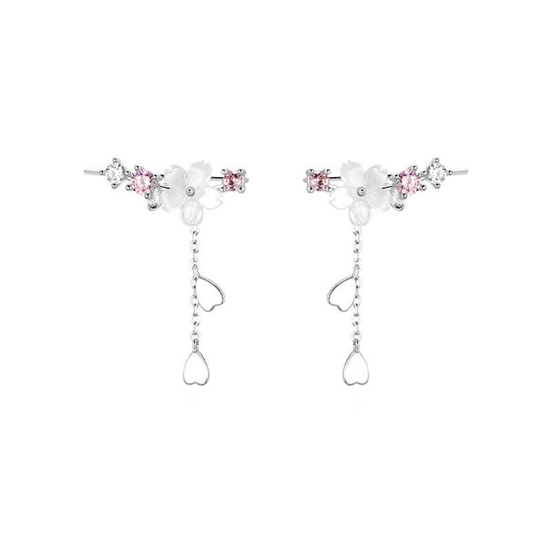 Mother Of Pearl Cherry Blossom Earrings in Sterling Silver