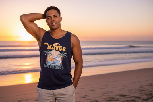 Blasian Male Model - Catch Waves Not Feelings Tank