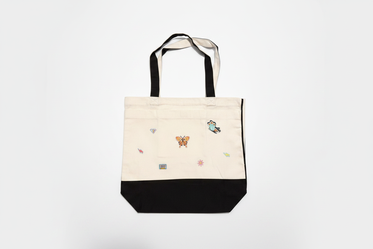 Butterflies Cassette Tape Tote Bag Studio Shot