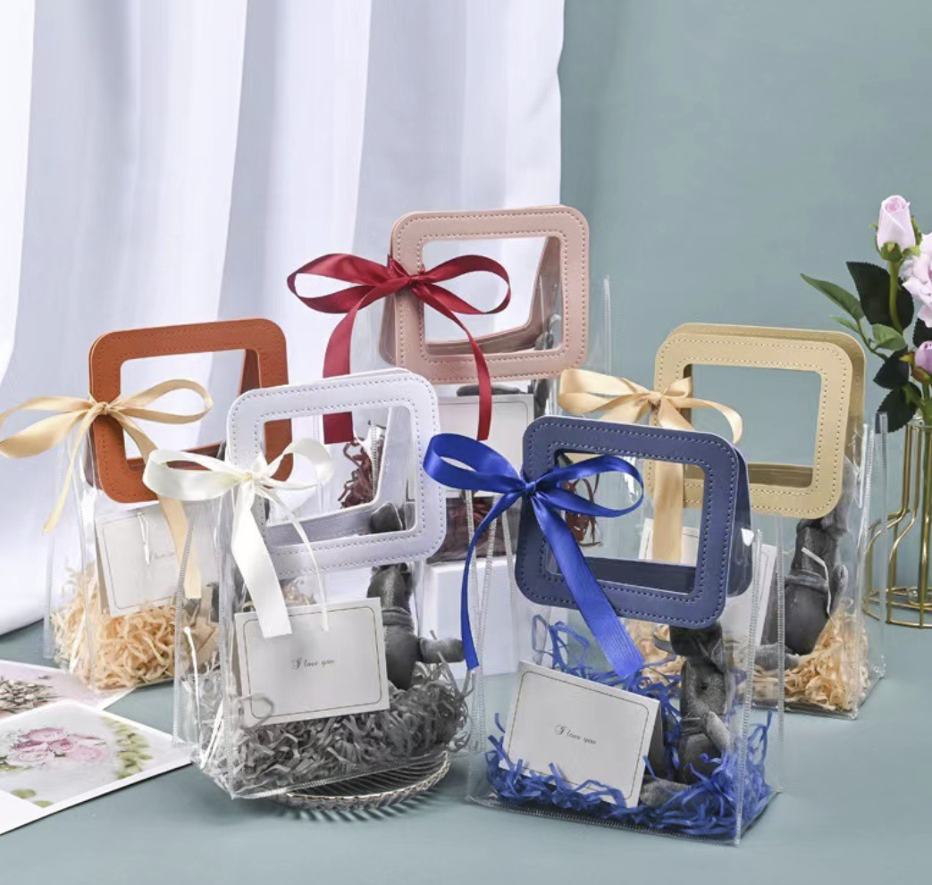 Clear PVC Gift Bag with Square Handles | 7 Colors