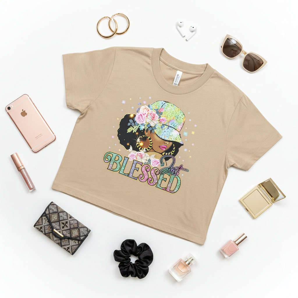 Just Blessed Glam Crop Tee Lifestyle
