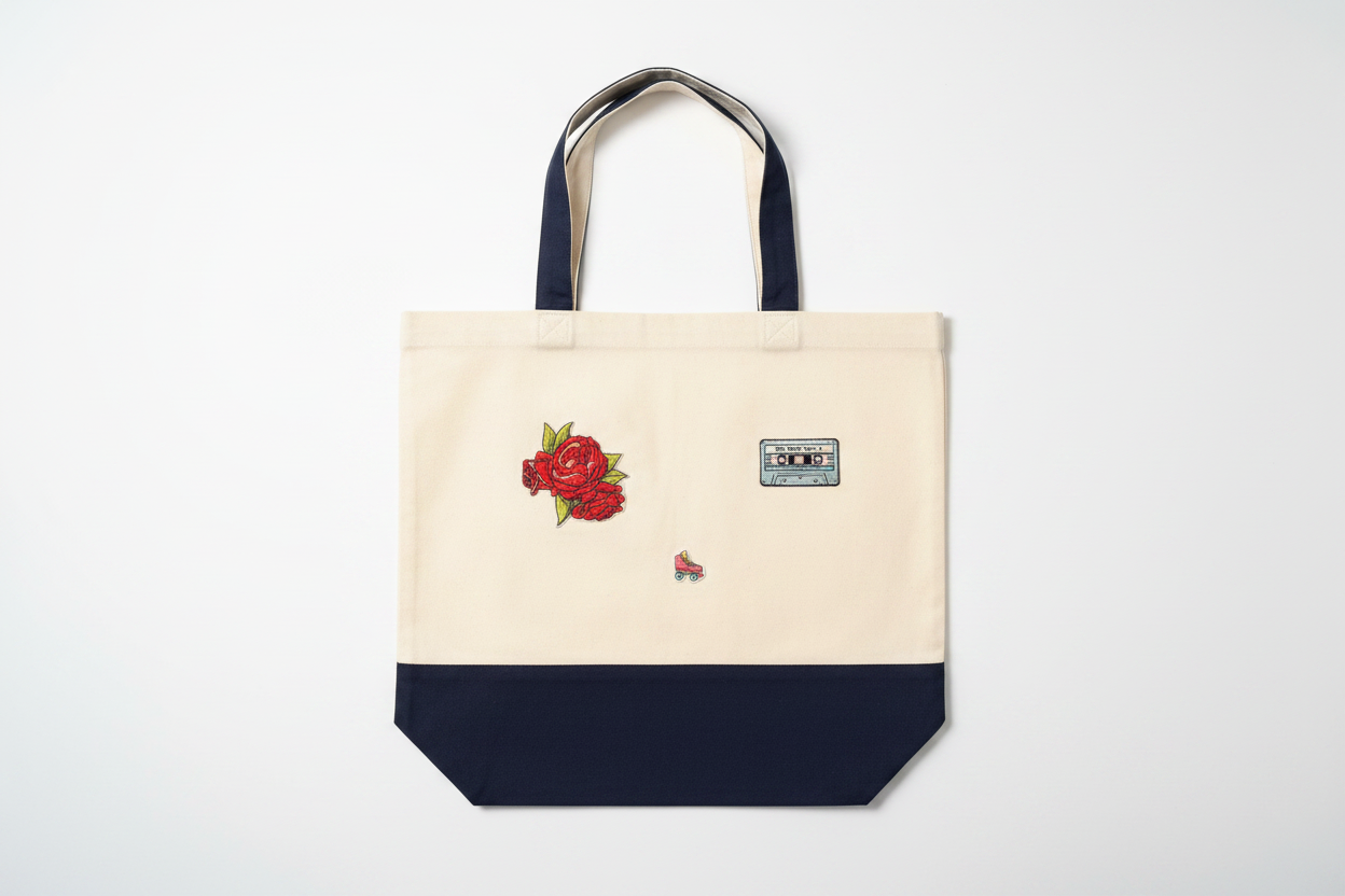 Mix Tape Roses Roller Skate Tote Bag Studio Shot