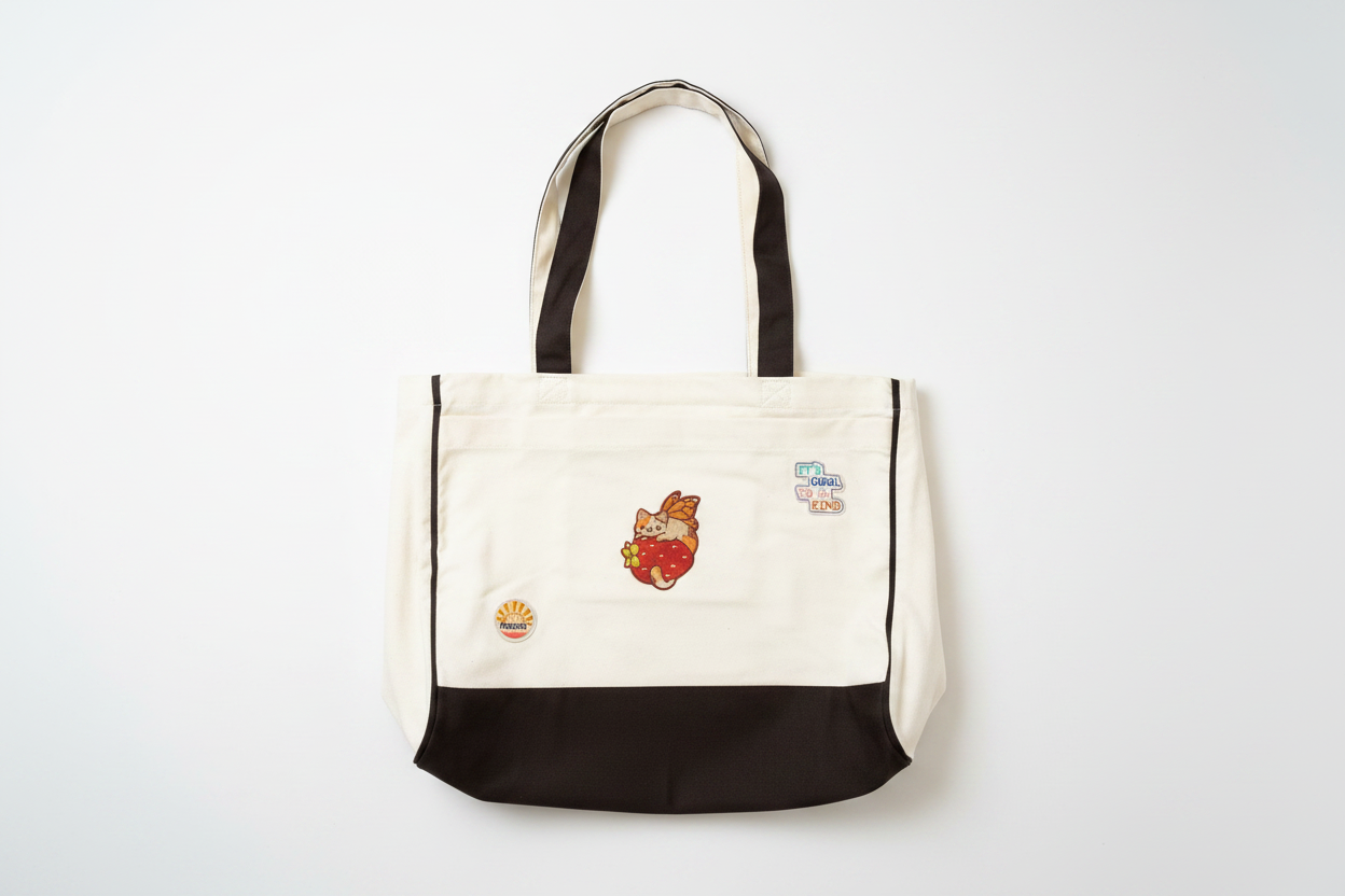 Radiate Positivity Kawaii Cat Tote Bag Studio Shot